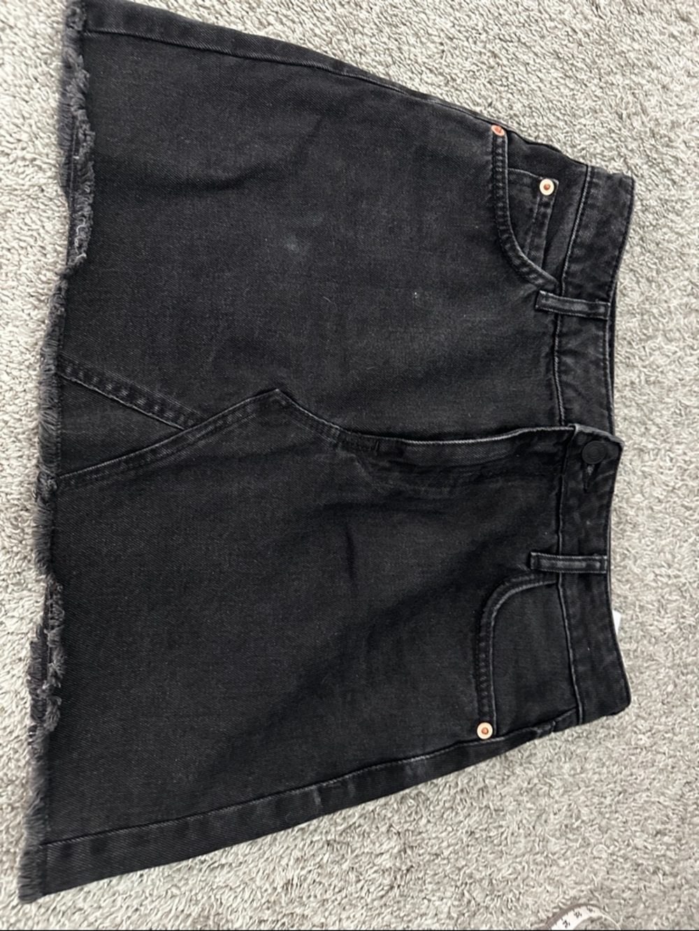 Mango Black Denim Mini Skirt
